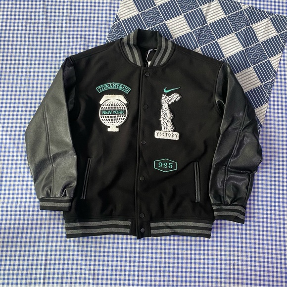 Nike Other - Nike Black Varsity Jacket with Teal Accents